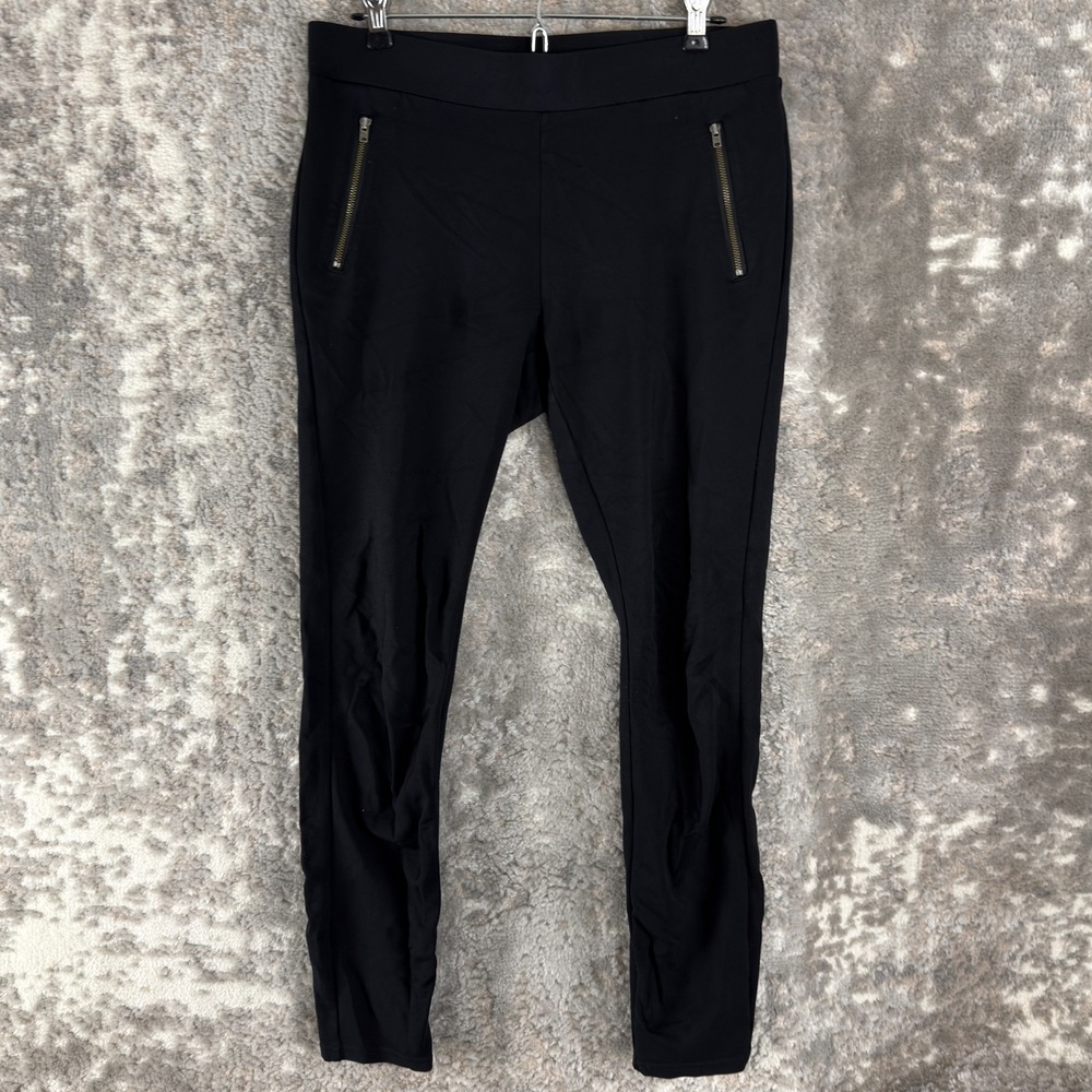 Ann Taylor Size 6 Minimalist Casual Leggings Black Pants Pull On Zipper